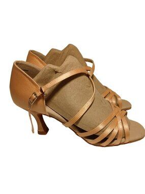 Capezio Julia Satin Strappy Ballroom Dance Heel Latin Shoes Open Toe Heels 8W